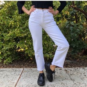 Levi’s 501 white raw hem jeans
